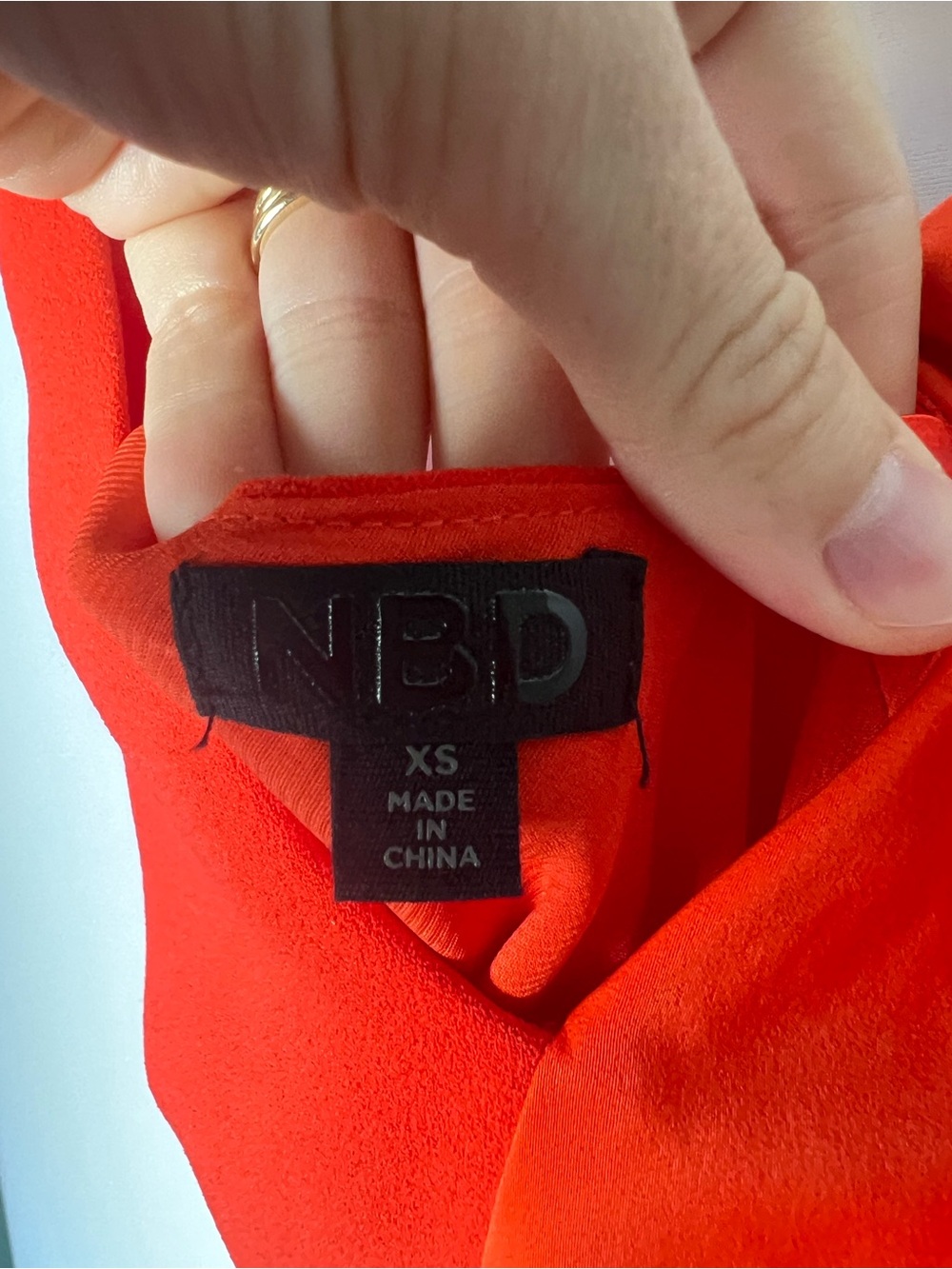 NBD Jasper Mini Dress Red Orange One Shoulder Tie Front Bow Cocktail Formal XS - Picture 8 of 9